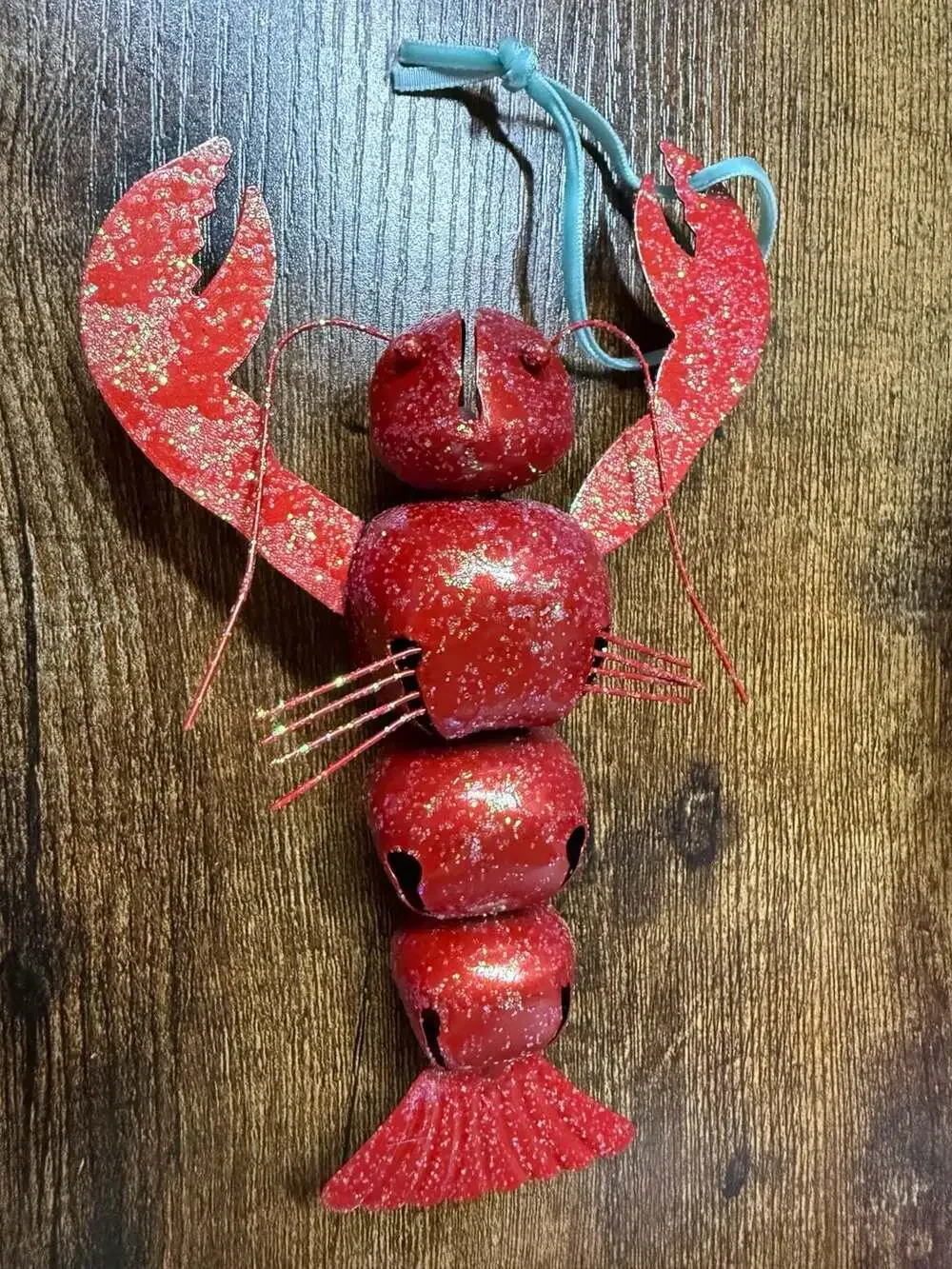 EUC Red Glitter Jingle Bell Lobster Christmas Ornament
